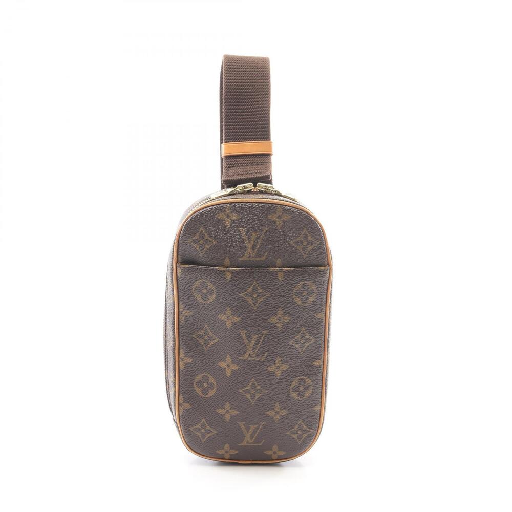 Louis Vuitton Pochette Gange Waist Bag Body Canvas Leather Monogram Brown